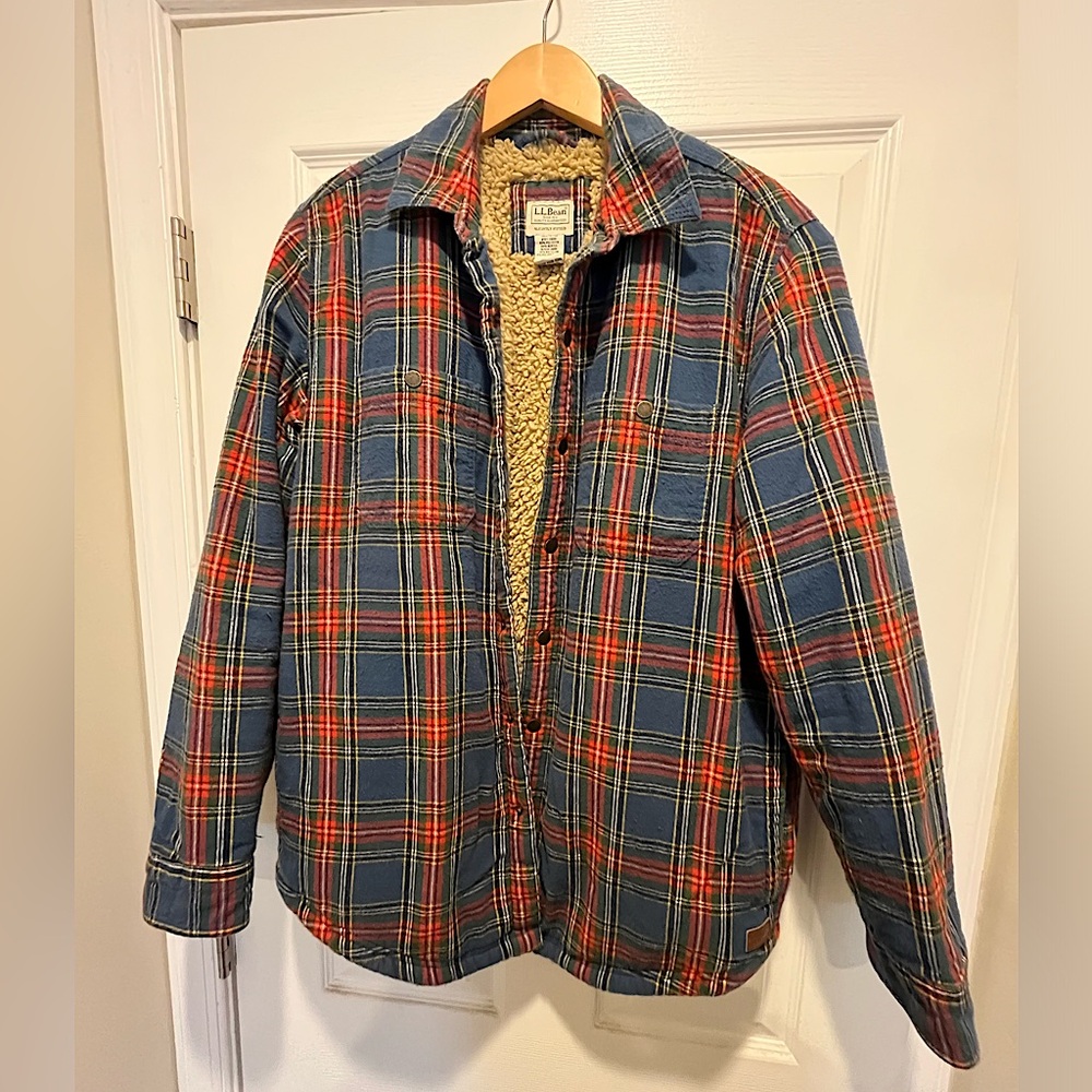 L.L. Bean Sherpa Lined Scotch Plaid Shirt Jacket